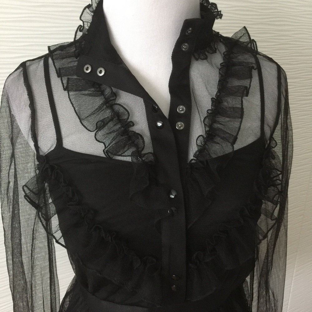 Bebe Lolita Mesh Blouse in Black